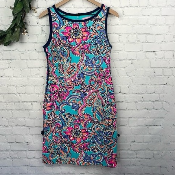 Lilly Pulitzer Dresses & Skirts - 🩷LILLY PULITZER Francesca Aqua Bait & Switch Sleeveless Sheath Dress size M